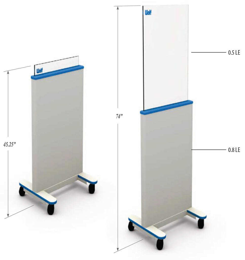 Mobile Adjustable Height Clear PB Lead Acrylic Window Barrier – Wolf X-Ray