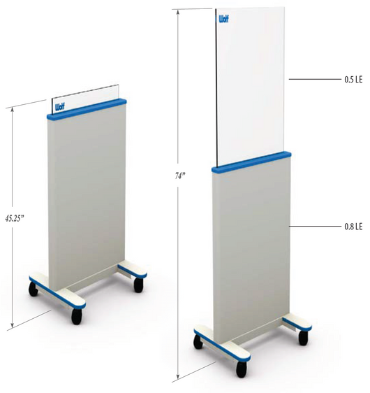 Mobile Adjustable Height Clear PB Lead Acrylic Window Barrier